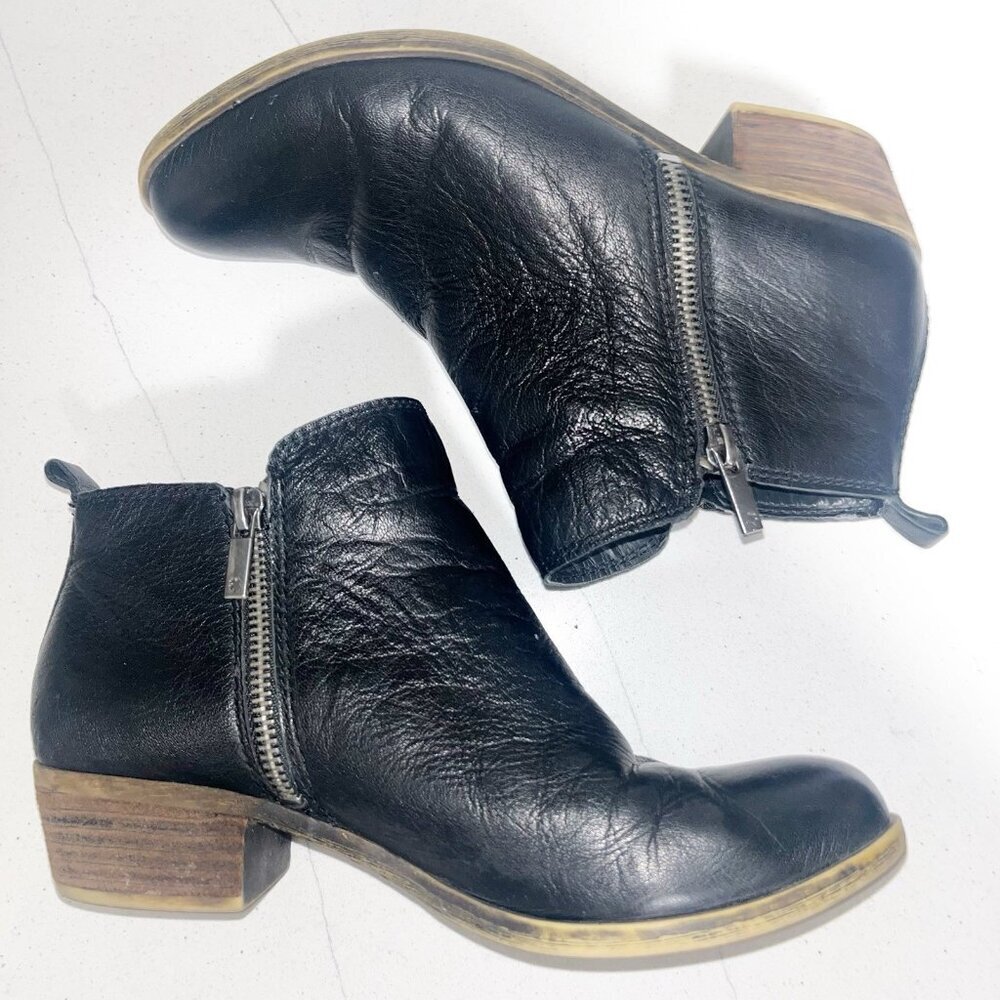Lucky Brand Basel Ankle Leather Booties Two Zippers Size 8